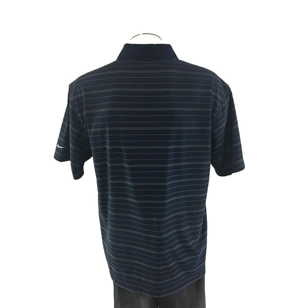 Nike Golf Fit Dry‎ Polo Shirt L Blue White Stripe Short Sleeve Mens - Picture 2 of 4